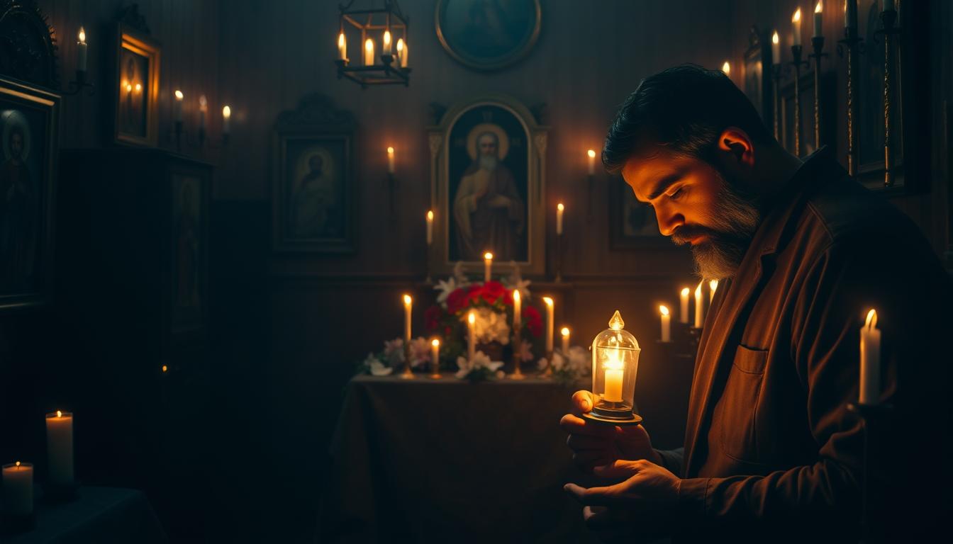 Encendiendo una Lámpara y ofrendando a San Lázaro para la suerte
