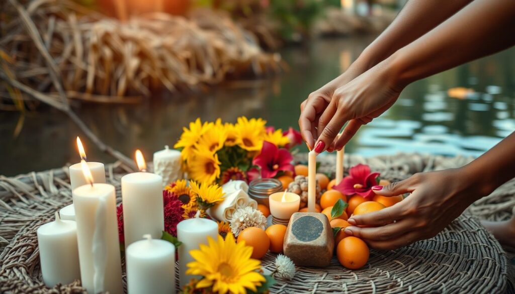 Proceso de elaboración de ofrenda tradicional