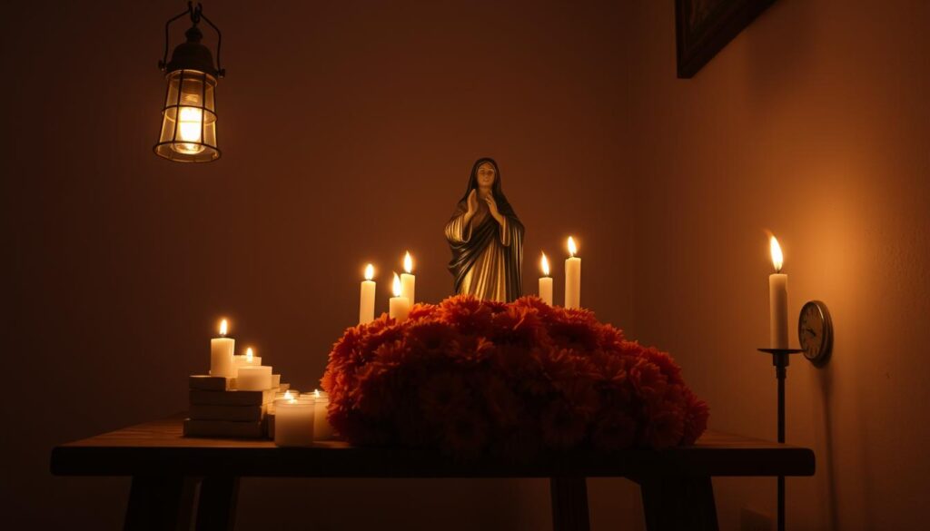 lámpara y ofrenda a San Lázaro
