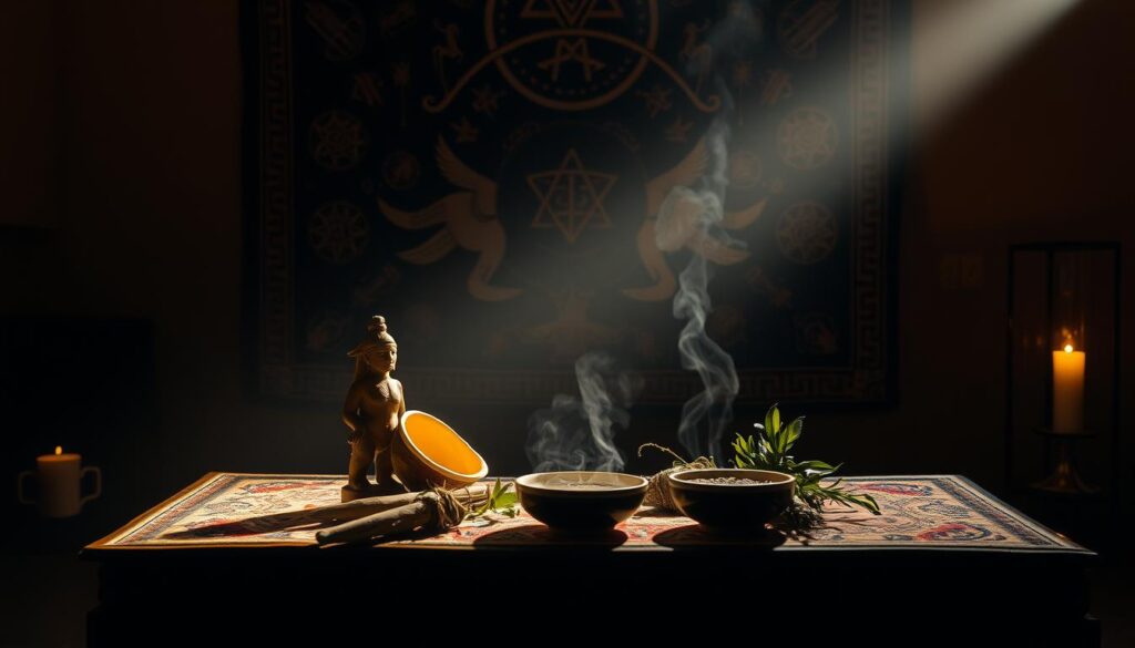 Herramientas y ofrendas rituales