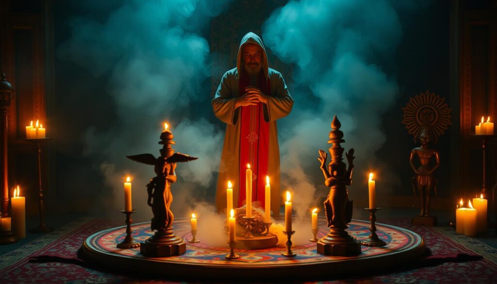 ejecución del ritual de las cuatro esquinas