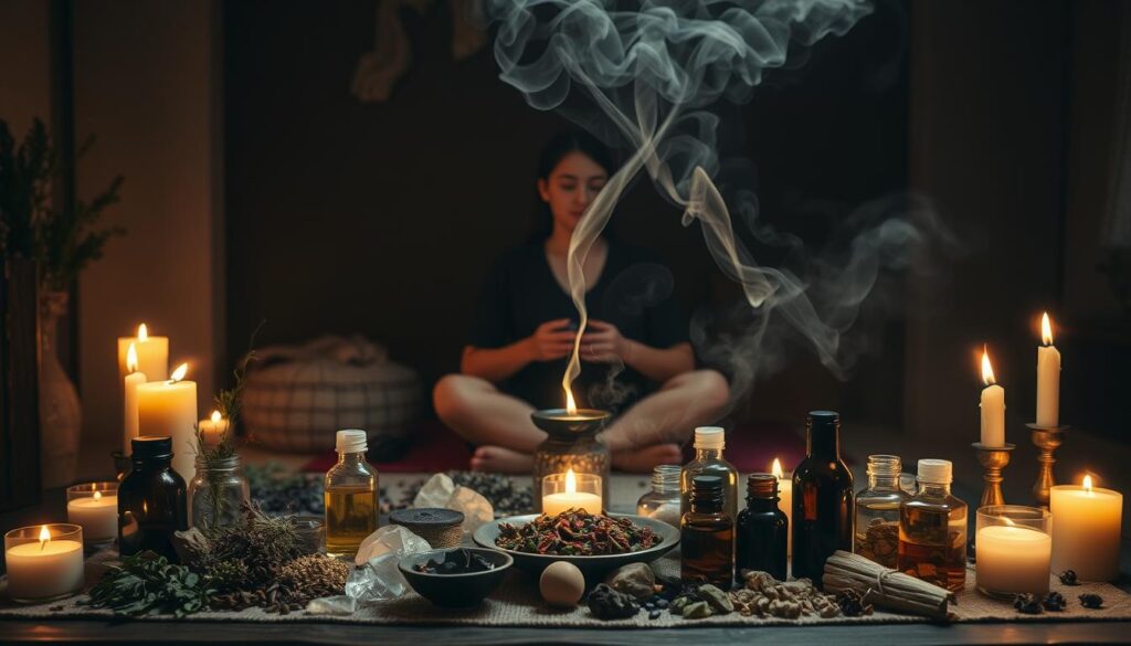 ritual con hierbas y aceites